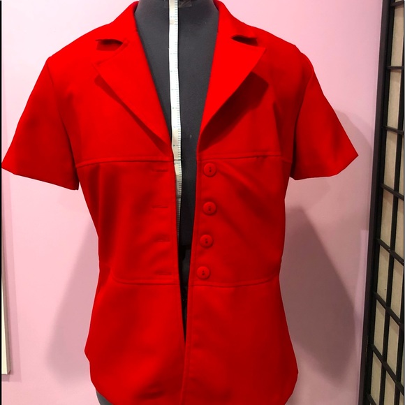 ♥️ A-LIST BY WRAPPER Ladies tailored red short sleeved jacket/blazer size 8 EUC - Picture 3 of 10